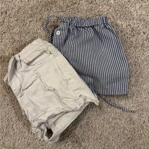 Striped Blue and White Shorts Set